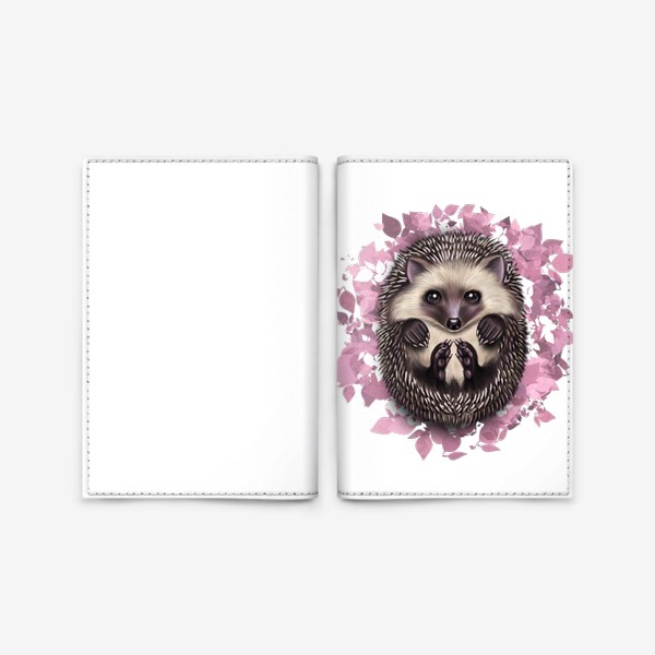 Обложка для паспорта «Ёжик в розовых листьях»