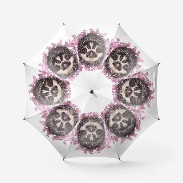 Зонт «Ёжик в розовых листьях»