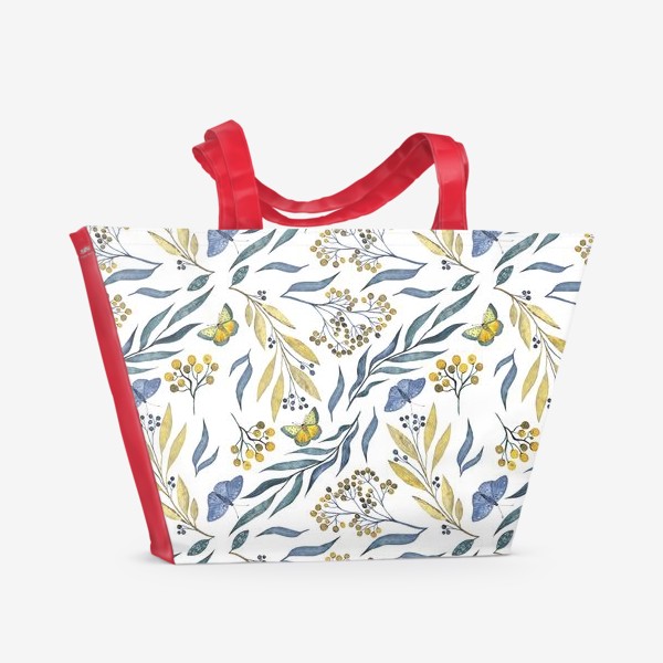 Пляжная сумка «Бабочки Луг Полевые цветы Сухоцветы Нежность»