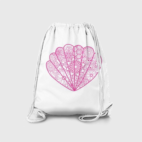 Рюкзак «Ракушка с цветочным узором зентангл»