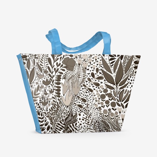 Пляжная сумка «Полевые травинки в коричнево-сером цвете»