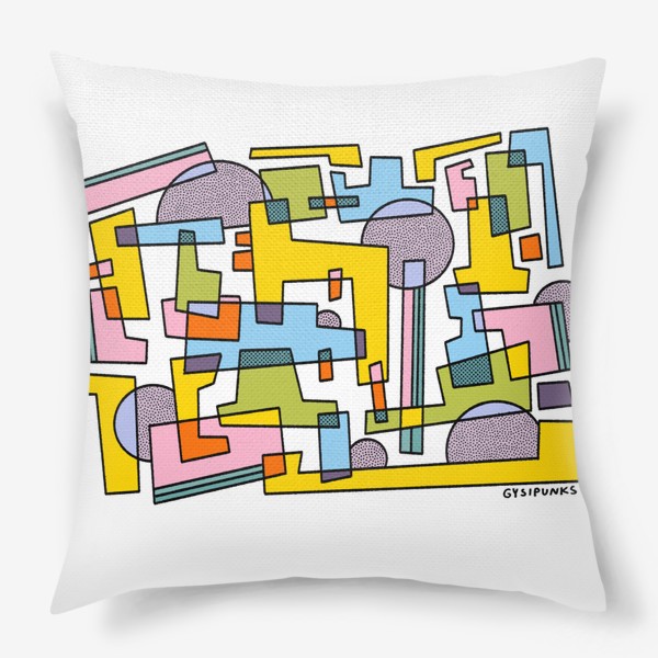 Подушка «цветная геометрия | дистинкция | абстрактное»