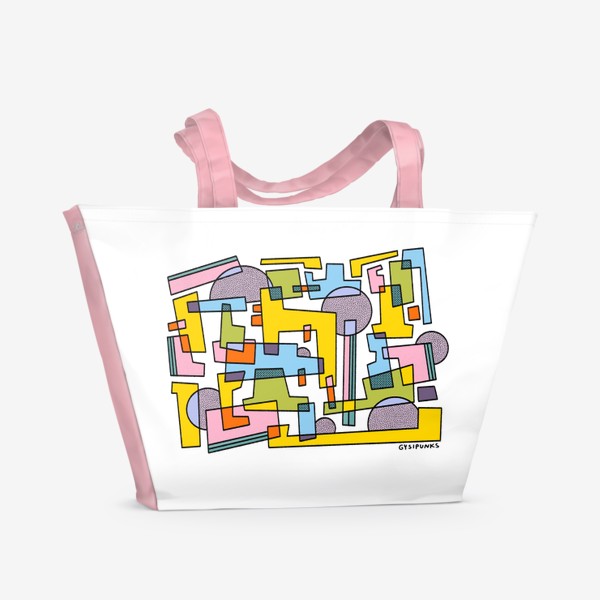 Пляжная сумка «цветная геометрия | дистинкция | абстрактное»