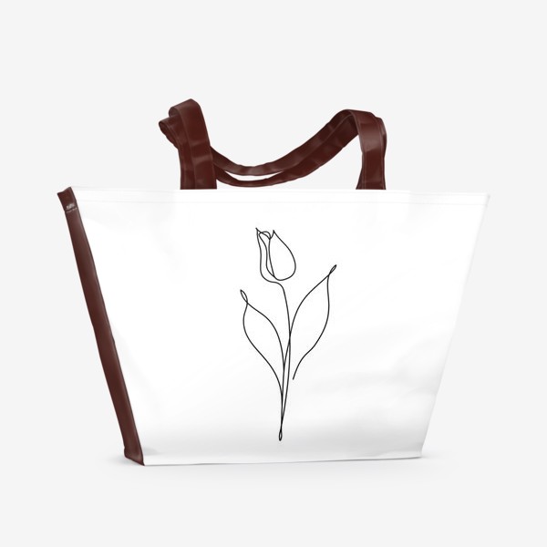 Пляжная сумка «Тюльпан. Цветок  в стиле Line art.»