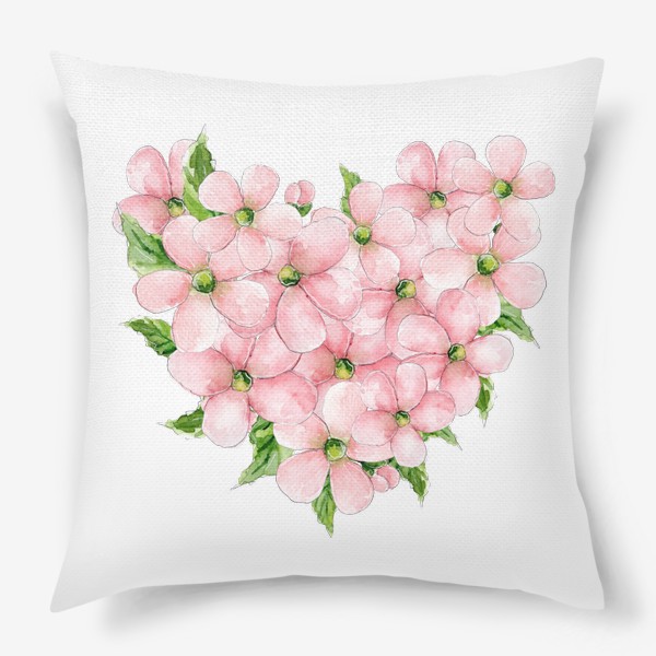 Подушка «Сердце из розовых цветов»