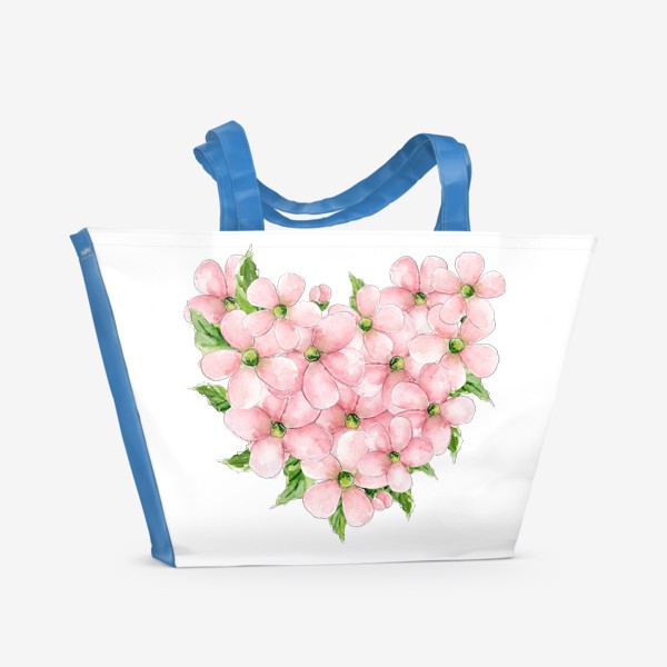 Пляжная сумка «Сердце из розовых цветов»
