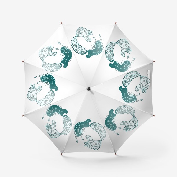 Зонт «Русалка с хвостом с цветочным узором зентангл»