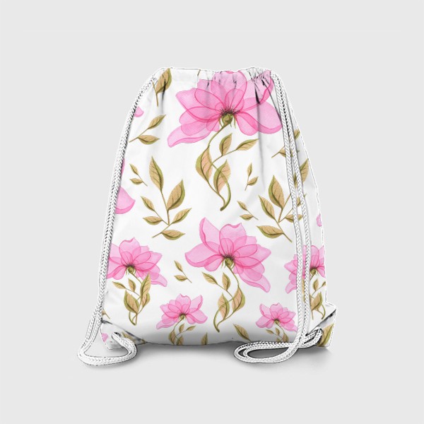 Рюкзак «Розовые цветы абстрактные, простые. Акварель, паттерн.»