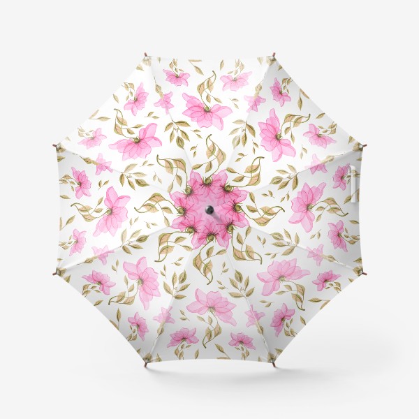 Зонт «Розовые цветы абстрактные, простые. Акварель, паттерн.»