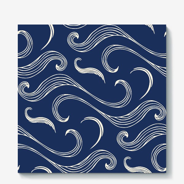 Холст «Абстрактные геометрические линии волны на синем фоне»