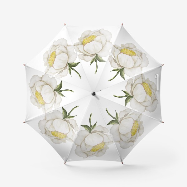 Зонт «Белый пион акварель»