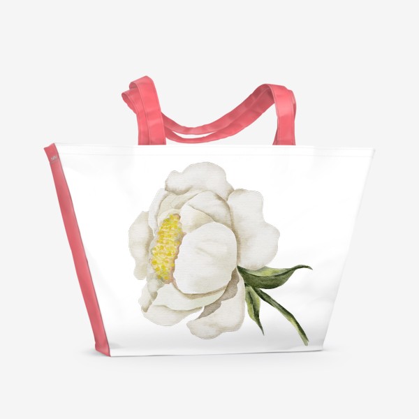 Пляжная сумка «Белый пион акварель»