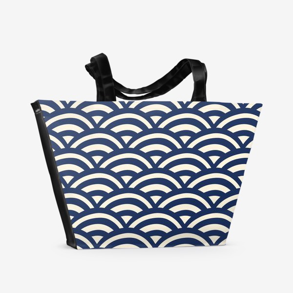 Пляжная сумка «Абстрактные волны синие линии»