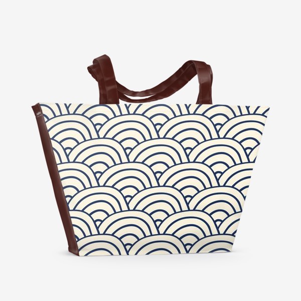 Пляжная сумка «Абстрактный узор волны синие линии »