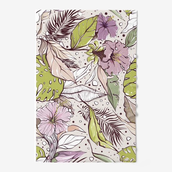 Полотенце «Но-овсе цветы петуньи и пальмовые листья»