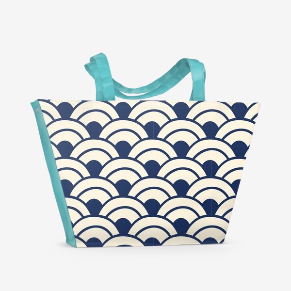 Пляжная сумка «Абстрактный узор волны синие линии »