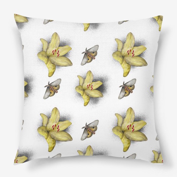 Подушка «Лилия и мотылек цветы бабочки»