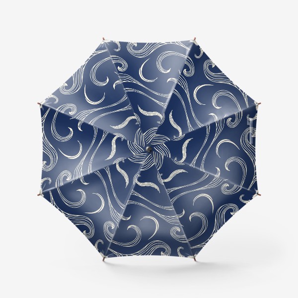 Зонт «Абстрактные геометрические линии волны на синем фоне»