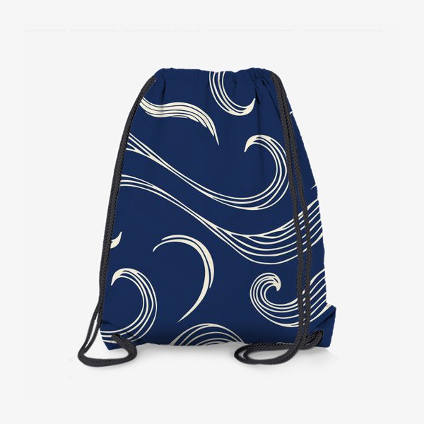 Рюкзак «Абстрактные геометрические линии волны на синем фоне»