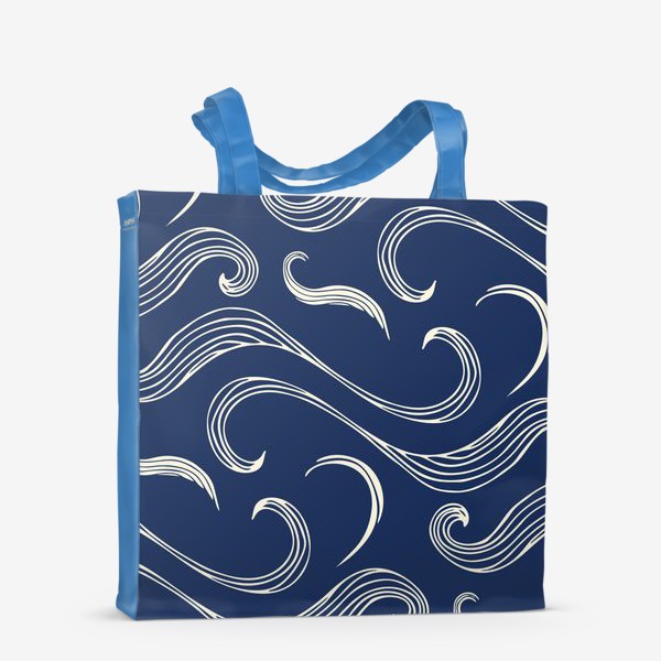 Сумка-шоппер «Абстрактные геометрические линии волны на синем фоне»
