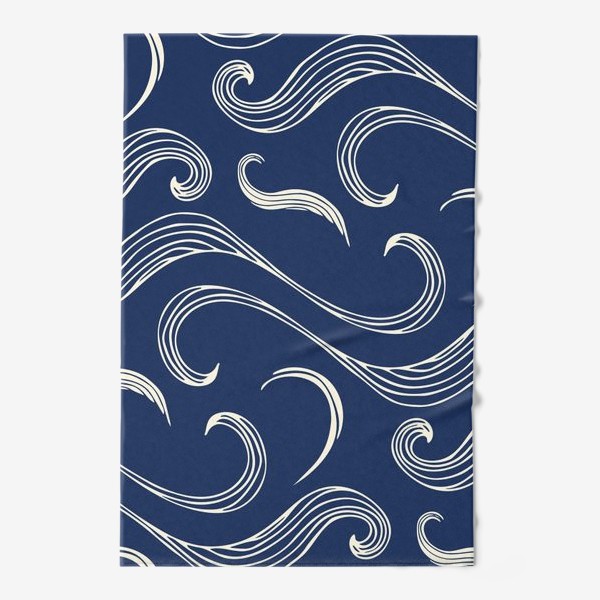 Полотенце «Абстрактные геометрические линии волны на синем фоне»