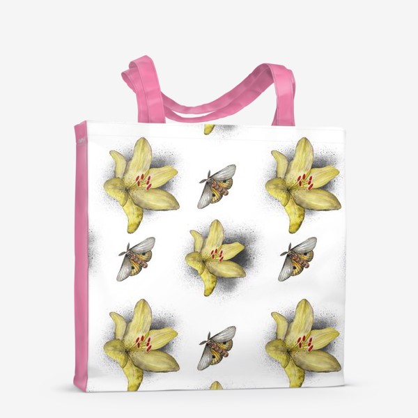 Сумка-шоппер «Лилия и мотылек цветы бабочки»