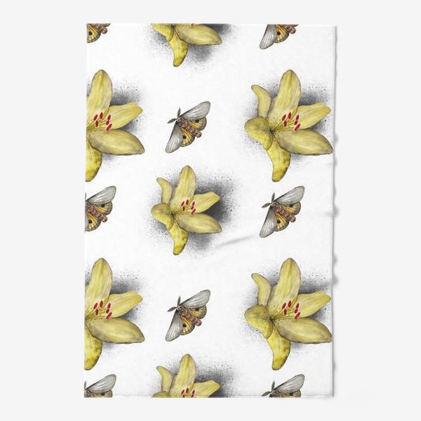 Полотенце «Лилия и мотылек цветы бабочки»
