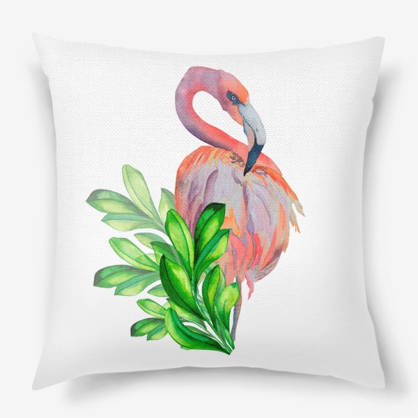 Подушка «Фламинго в зелени»