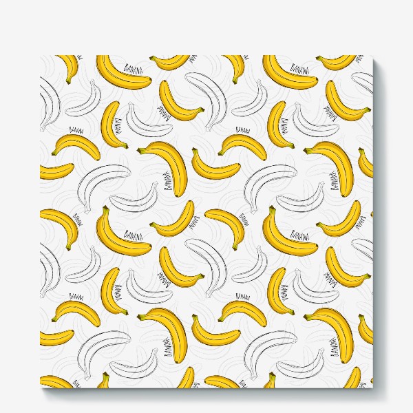 Холст «Бананы с надписями banana»