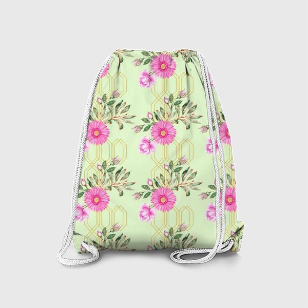 Рюкзак «Паттерн с розовыми цветами и золотом»