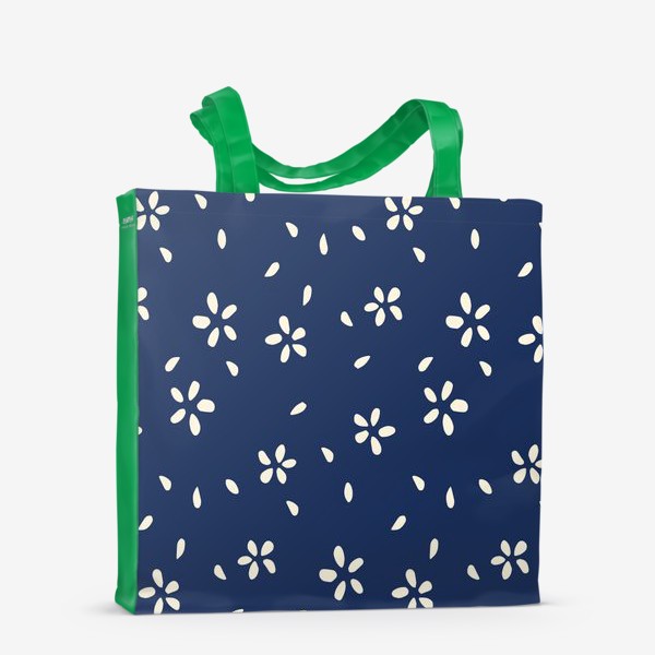 Сумка-шоппер «Цветочки на синем фоне»