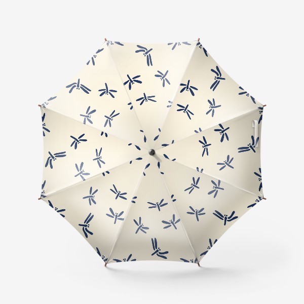 Зонт «Синие стрекозы на бежевом фоне»