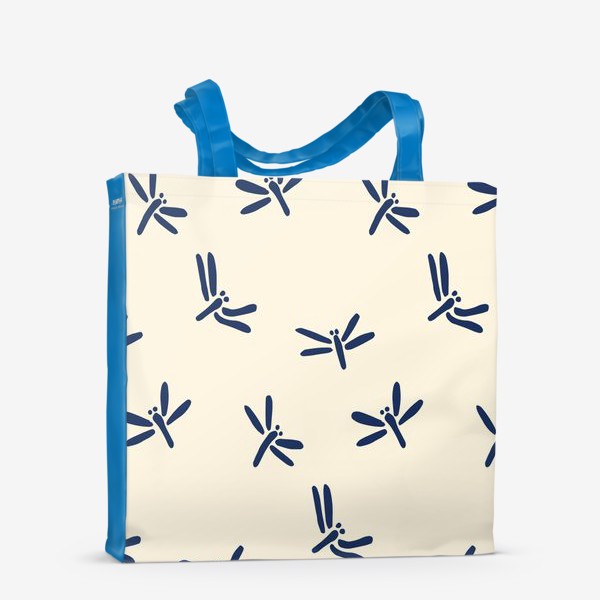 Сумка-шоппер «Синие стрекозы на бежевом фоне»
