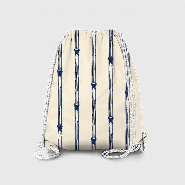 Рюкзак «Синий абстрактный бамбук на бежевом фоне»