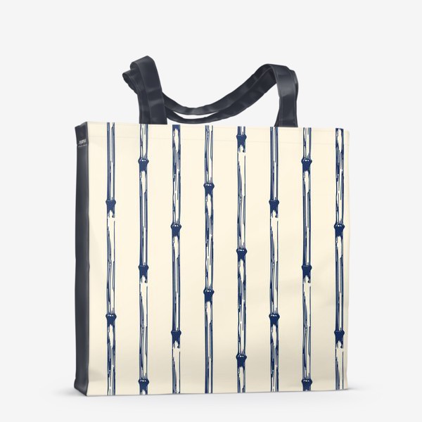Сумка-шоппер «Синий абстрактный бамбук на бежевом фоне»
