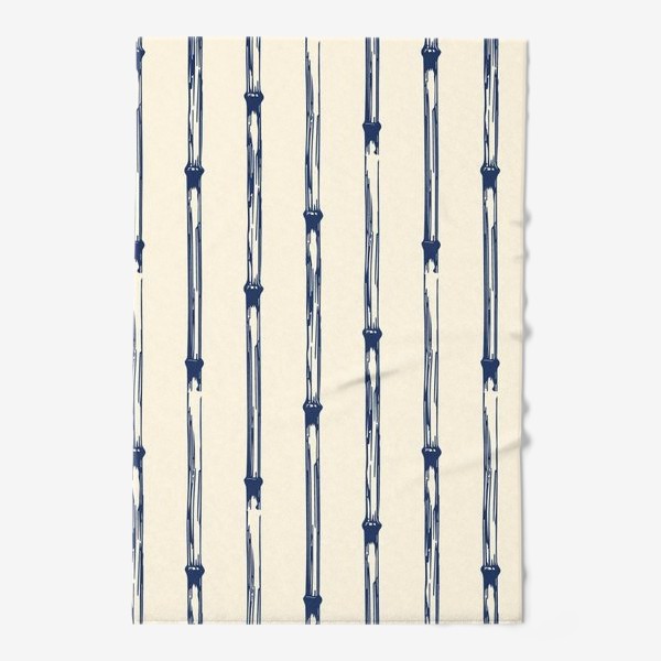 Полотенце «Синий абстрактный бамбук на бежевом фоне»