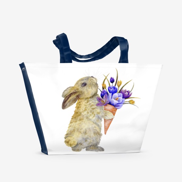 Пляжная сумка «Заяц с морковным букетом»