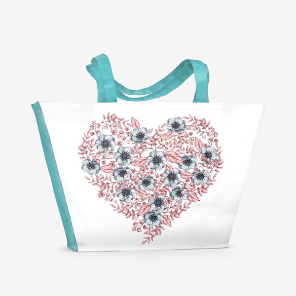 Пляжная сумка «Сердце из цветов и ягод»