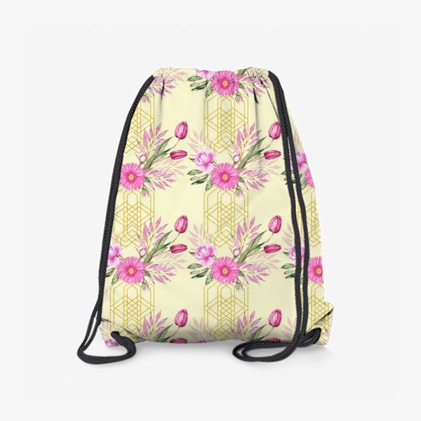 Рюкзак «Паттерн с розовыми цветами и золотом»