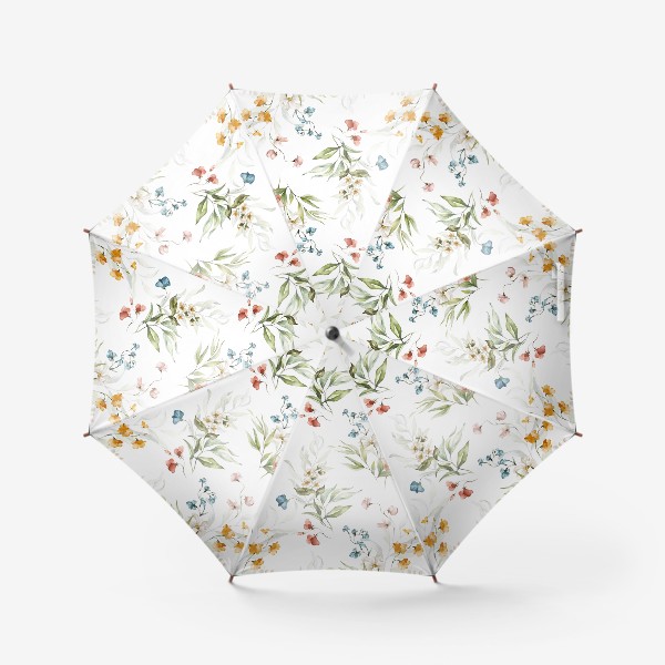 Зонт «Принт акварельные цветы пионы, маки, листья»