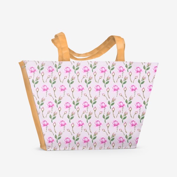 Пляжная сумка «Паттерн с розовыми розами»