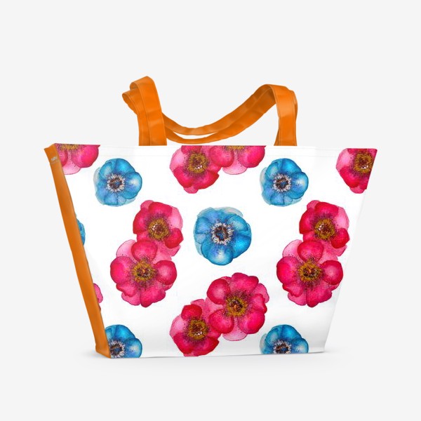 Пляжная сумка «Розовые и голубые анемоны»