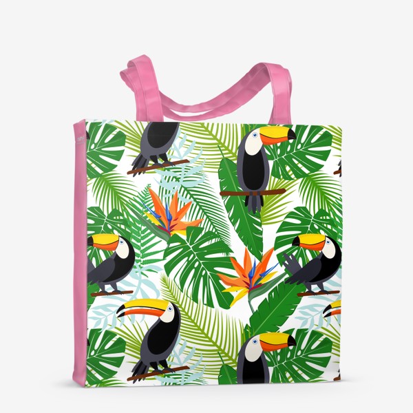 Сумка-шоппер «Туканы с тропическими листьями и цветами»