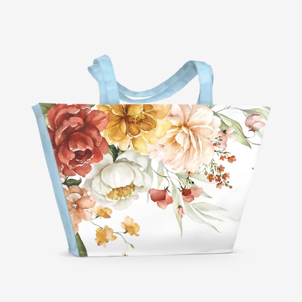 Пляжная сумка «Акварельные цветы в букете»