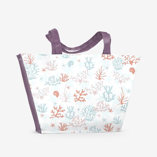 Пляжная сумка «Морские ракушки, водоросли и кораллы»