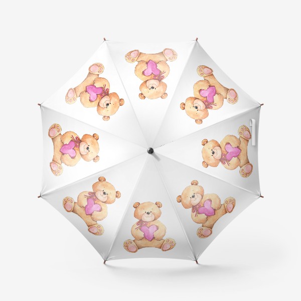 Зонт «Плюшевый мишка с сердцем. Акварель.»
