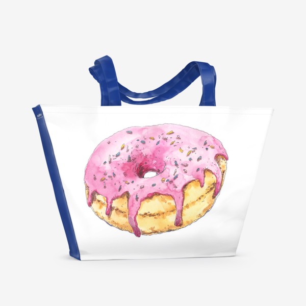 Пляжная сумка «Акварельный пончик. Food-иллюстрация.»