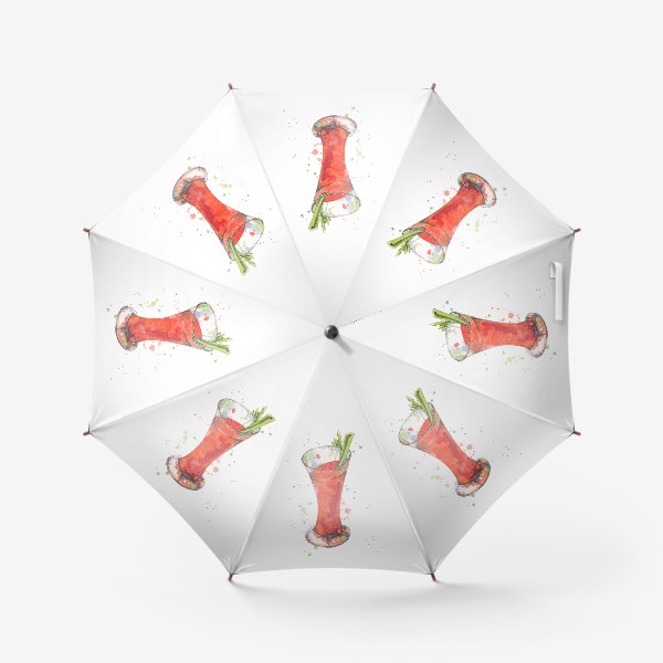 Зонт «Коктейль Кровавая Мэри. Акварельная иллюстрация. Брызги.»