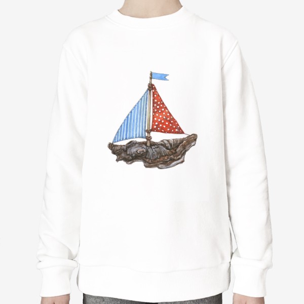 Свитшот «Деревянный кораблик с разными парусами»