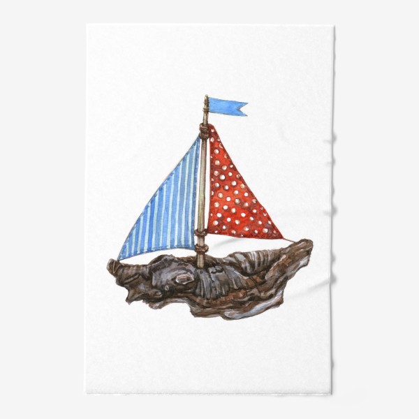 Полотенце «Деревянный кораблик с разными парусами»